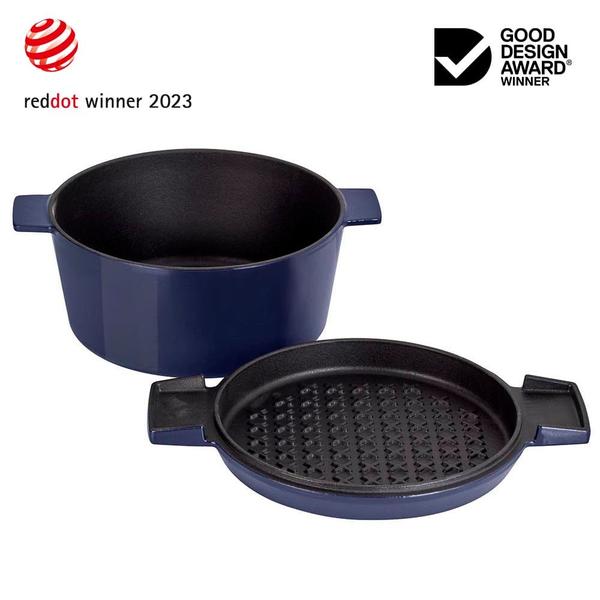 French Oven Grill Duo Gloss Midnight Blue 24cm
