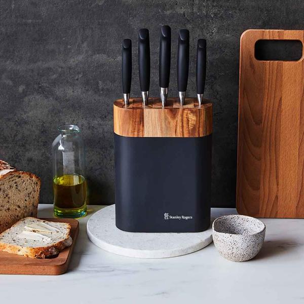 Sr Black Oval 6 Piece Knife Block