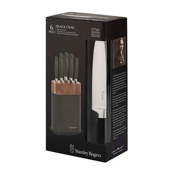 Sr Black Oval 6 Piece Knife Block