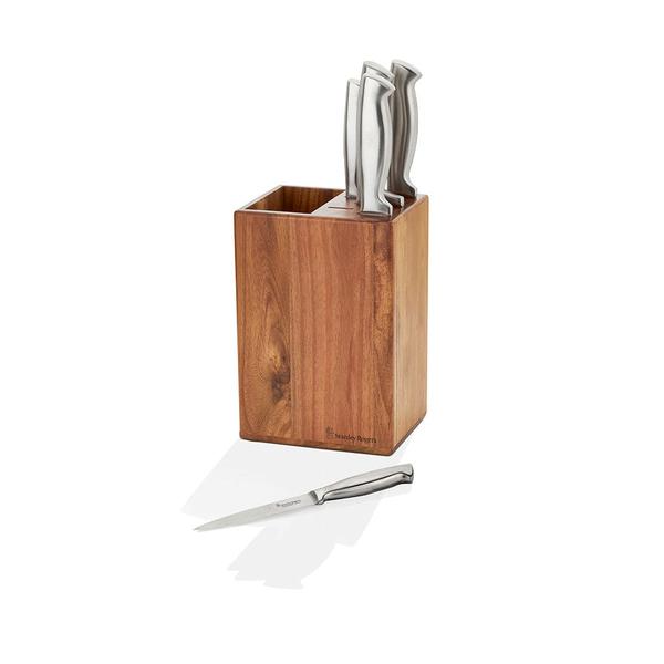 Acacia Knife Block Set with Room for Utensils, Keeping Knives and Tools Close at Hand.