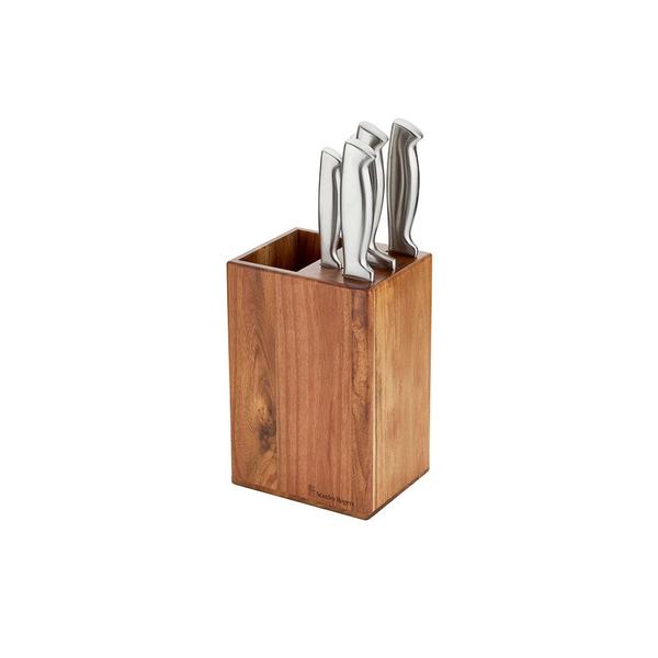 Acacia Knife Block Set with Room for Utensils, Keeping Knives and Tools Close at Hand.