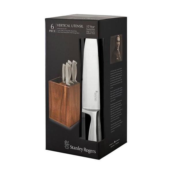 Acacia Knife Block Set with Room for Utensils, Keeping Knives and Tools Close at Hand.