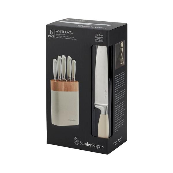 White Oval Knife Block 6PC