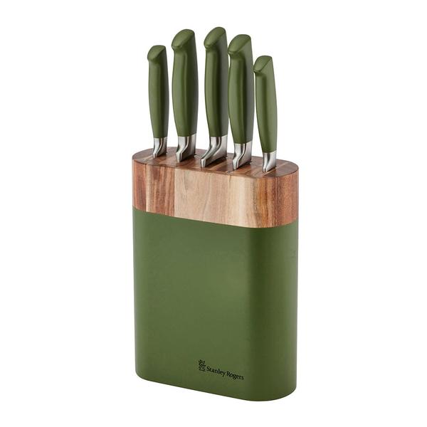 Olive Oval Knife Block 6PC