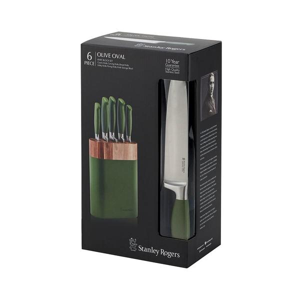 Olive Oval Knife Block 6PC
