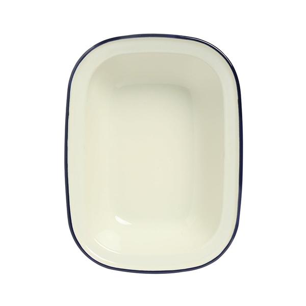 Enamel Oblong Pie Dish 1L Blue Rim
