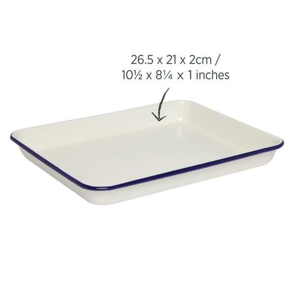 Enamel Bake Tray 800ml / 26.5cm Blue Rim