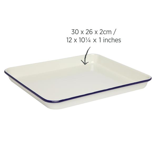 Enamel Bake Tray 1L / 30cm Blue Rim