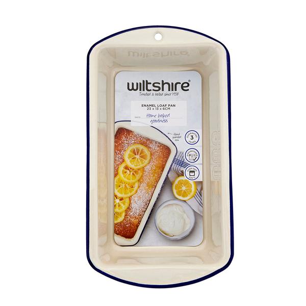 Enamel Loaf Pan 23cm Blue Rim