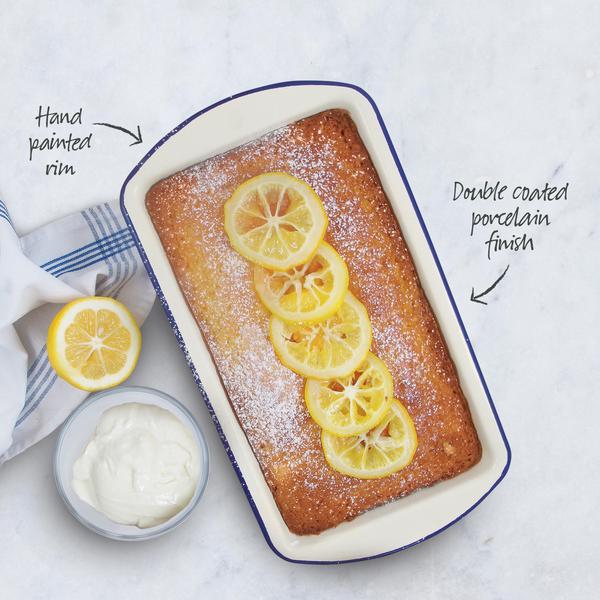 Enamel Loaf Pan 23cm Blue Rim