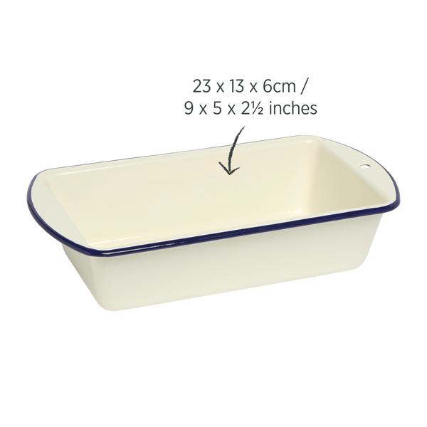 Enamel Loaf Pan 23cm Blue Rim