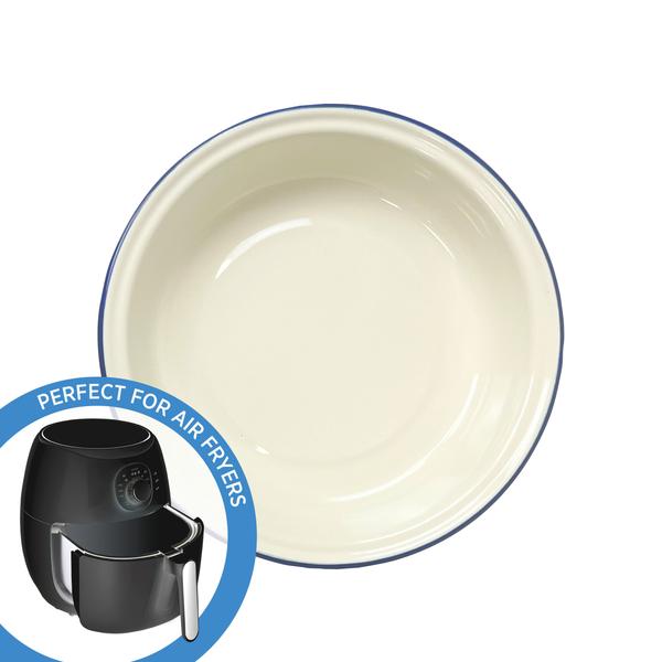 Enamel Pie Dishes 12cm Set of 4 Blue Rim