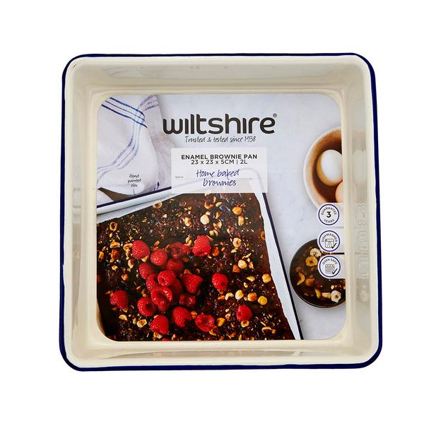 Enamel Brownie Pan 2L / 23cm Blue Rim