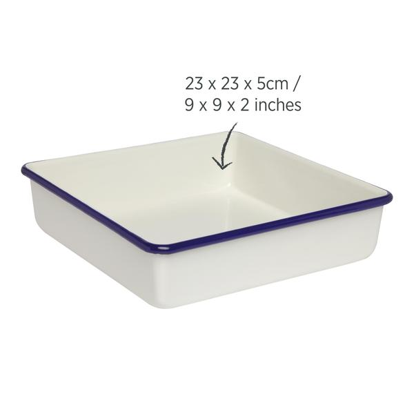 Enamel Brownie Pan 2L / 23cm Blue Rim