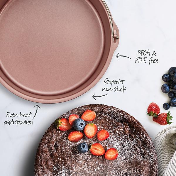Rose Gold Air Fryer Round Cake Pan with handle 19 x 18 x 7.5cm