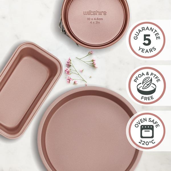 Rose Gold Air Fryer Round Cake Pan with handle 19 x 18 x 7.5cm