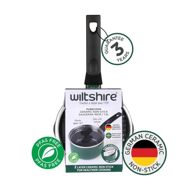 PureCook Ceramic Non-Stick Saucepan 16cm with Glass Lid