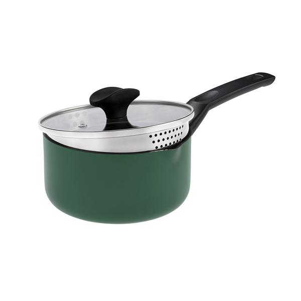 PureCook Ceramic Non-Stick Saucepan 16cm with Glass Lid