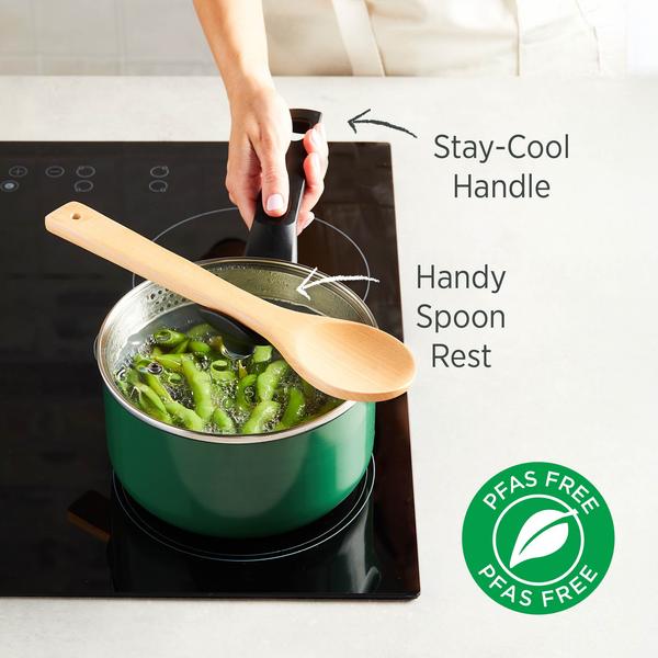 PureCook Ceramic Non-Stick Saucepan 16cm with Glass Lid
