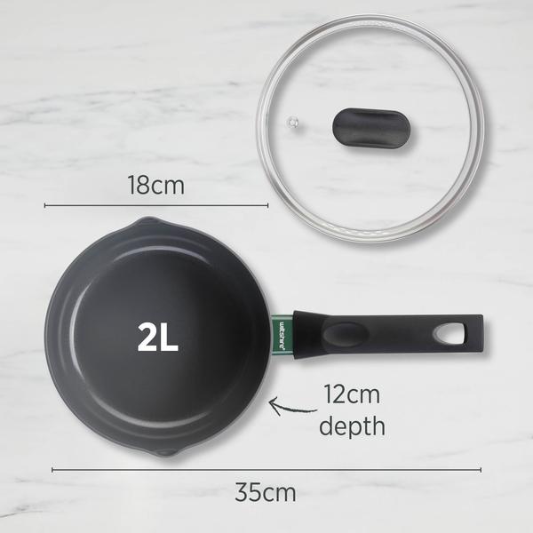 PureCook Ceramic Non-Stick Saucepan 18cm with Glass Lid