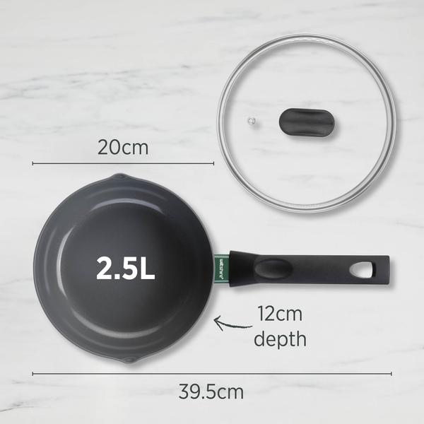 PureCook Ceramic Non-Stick Saucepan 20cm with Glass Lid