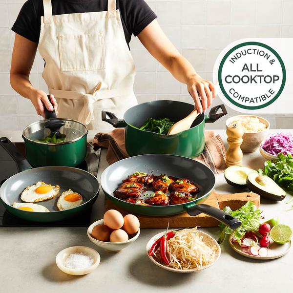 PureCook Ceramic Non-Stick Casserole 24cm with Glass Lid