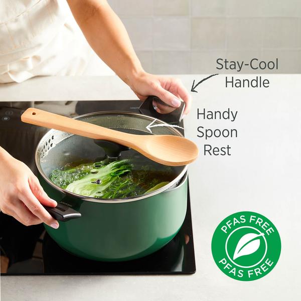 PureCook Ceramic Non-Stick Casserole 24cm with Glass Lid