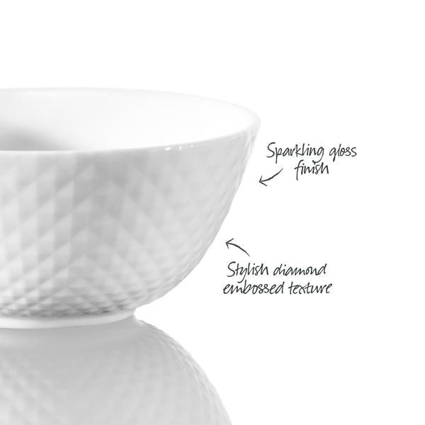 Diamond White Tempered Glass Rice Bowl 12cm x 5.5cm
