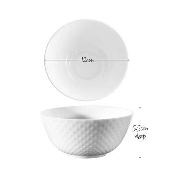 Diamond White Tempered Glass Rice Bowl 12cm x 5.5cm