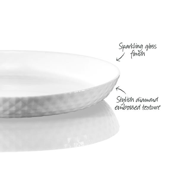 Diamond White Tempered Glass Side Plate 19cm x 2.4cm