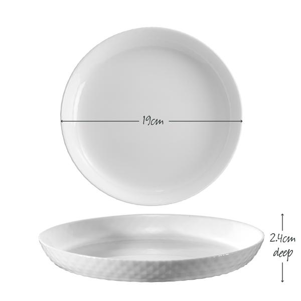 Diamond White Tempered Glass Side Plate 19cm x 2.4cm