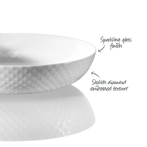 Diamond White Tempered Glass Flat Bowl 20cm x 4.4cm
