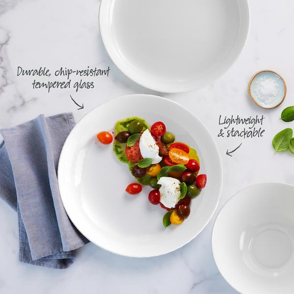 Diamond White Tempered Glass Flat Bowl 20cm x 4.4cm