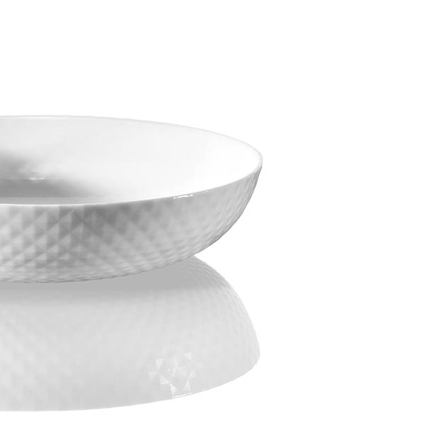 Diamond White Tempered Glass Flat Bowl 20cm x 4.4cm