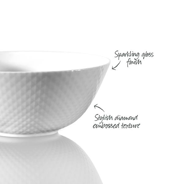 Diamond White Tempered Glass Noodle Bowl 18cm x 7.5cm