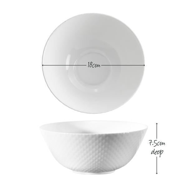 Diamond White Tempered Glass Noodle Bowl 18cm x 7.5cm