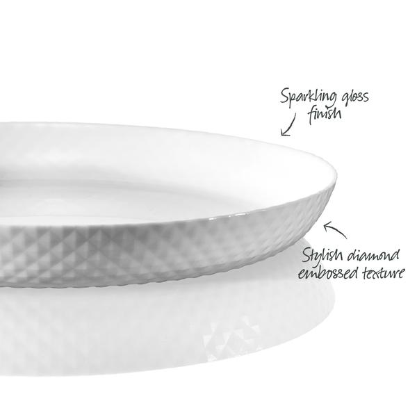 Diamond White Tempered Glass Dinner Plate 25cm x 2.9cm