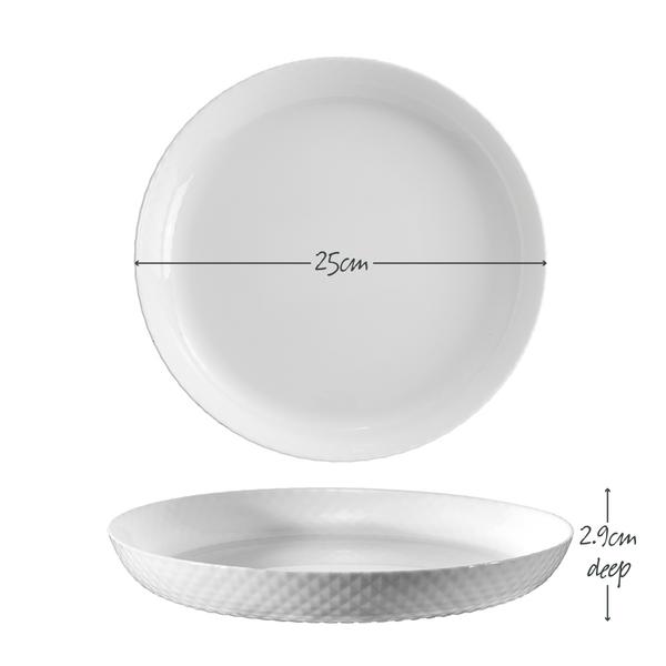 Diamond White Tempered Glass Dinner Plate 25cm x 2.9cm