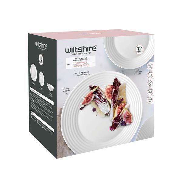 Pearl Ripple Tempered Glass 12 Piece Dinner Set
