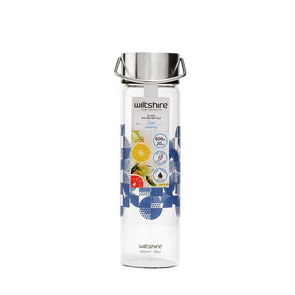 Glass Water Bottle Denim 600ml