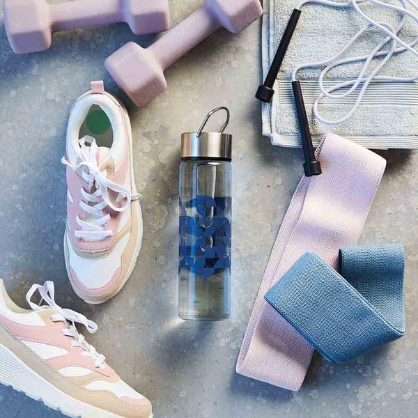 Glass Water Bottle Denim 600ml