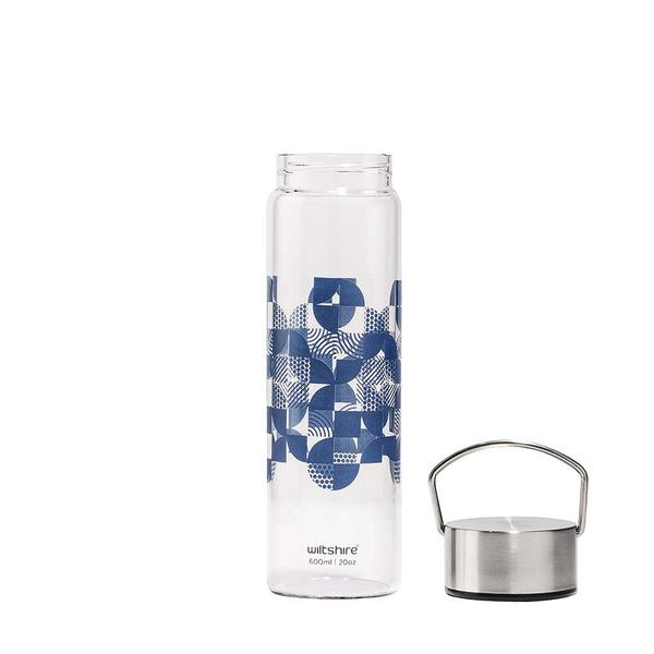Glass Water Bottle Denim 600ml