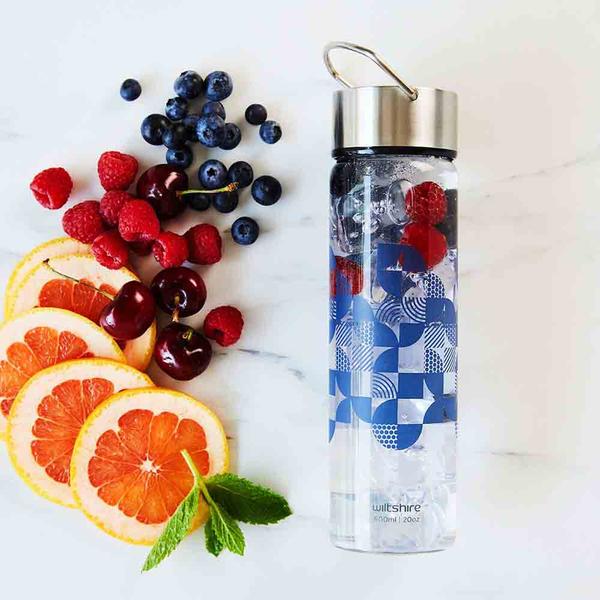 Glass Water Bottle Denim 600ml