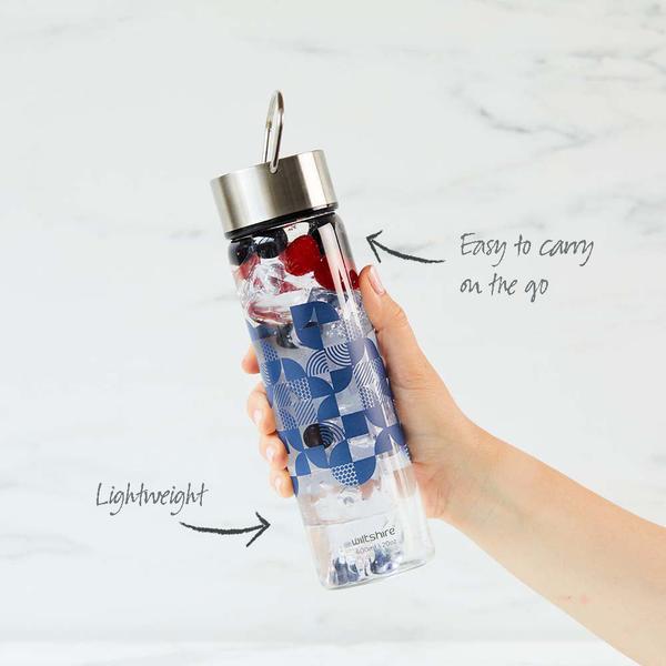 Glass Water Bottle Denim 600ml
