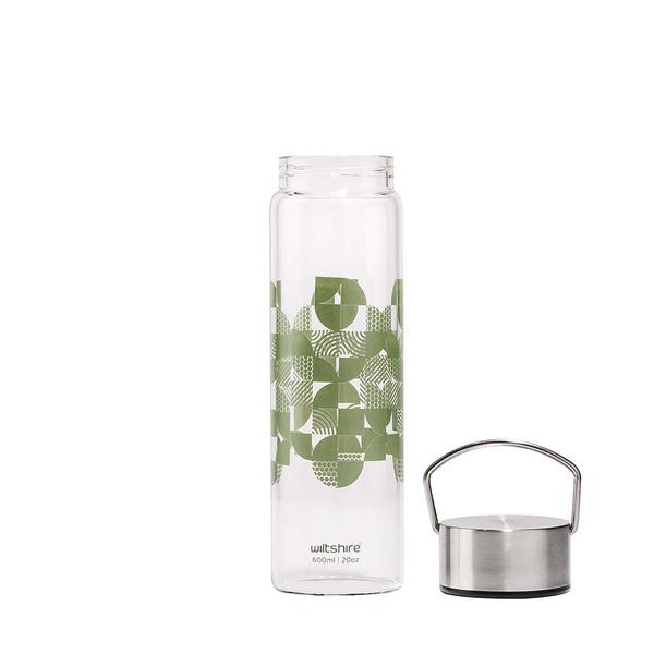 Glass Water Bottle Sage 600ml