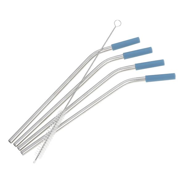 Stainless Steel Straws with Silicone Tip 4 Pack