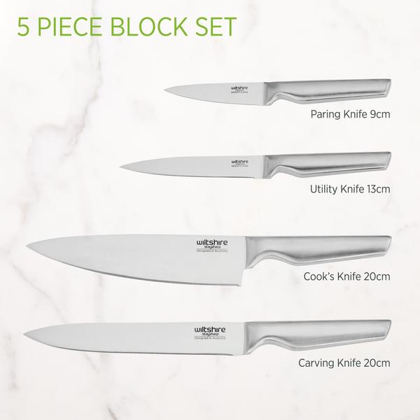 Staysharp Premium Stainless Steel Knife Block Set 5 Piece