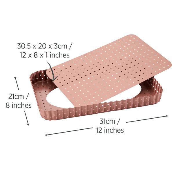 Rose Gold Perforated Rectangle Quiche & Tart Pan Large