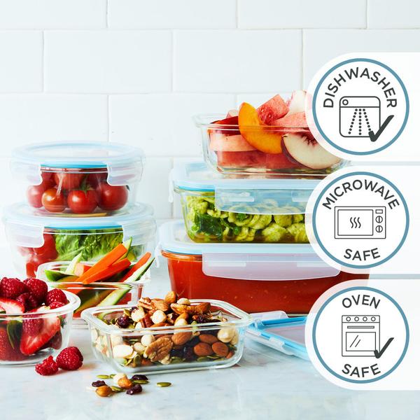 Glass Food Container Rectangle Divided 930ml