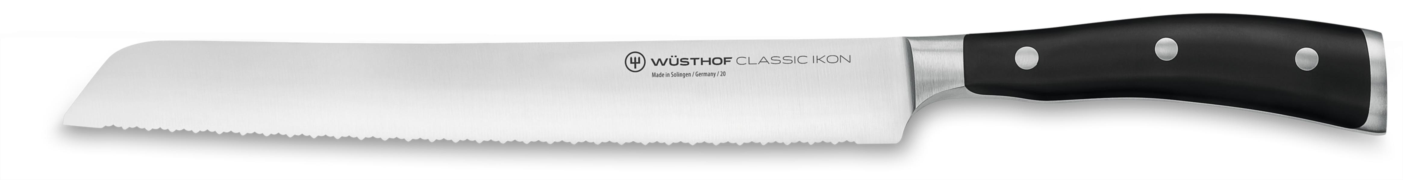 Classic Ikon Black Bread Knife Double Serrated 23cm